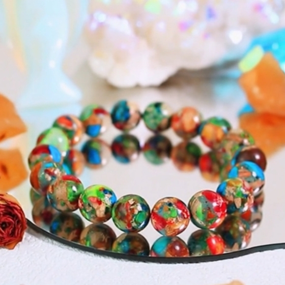 2 Piece Sea Sediment Jasper Bracelets Natural Stone AAA Grade Bead Bracelet - Picture 3 of 6